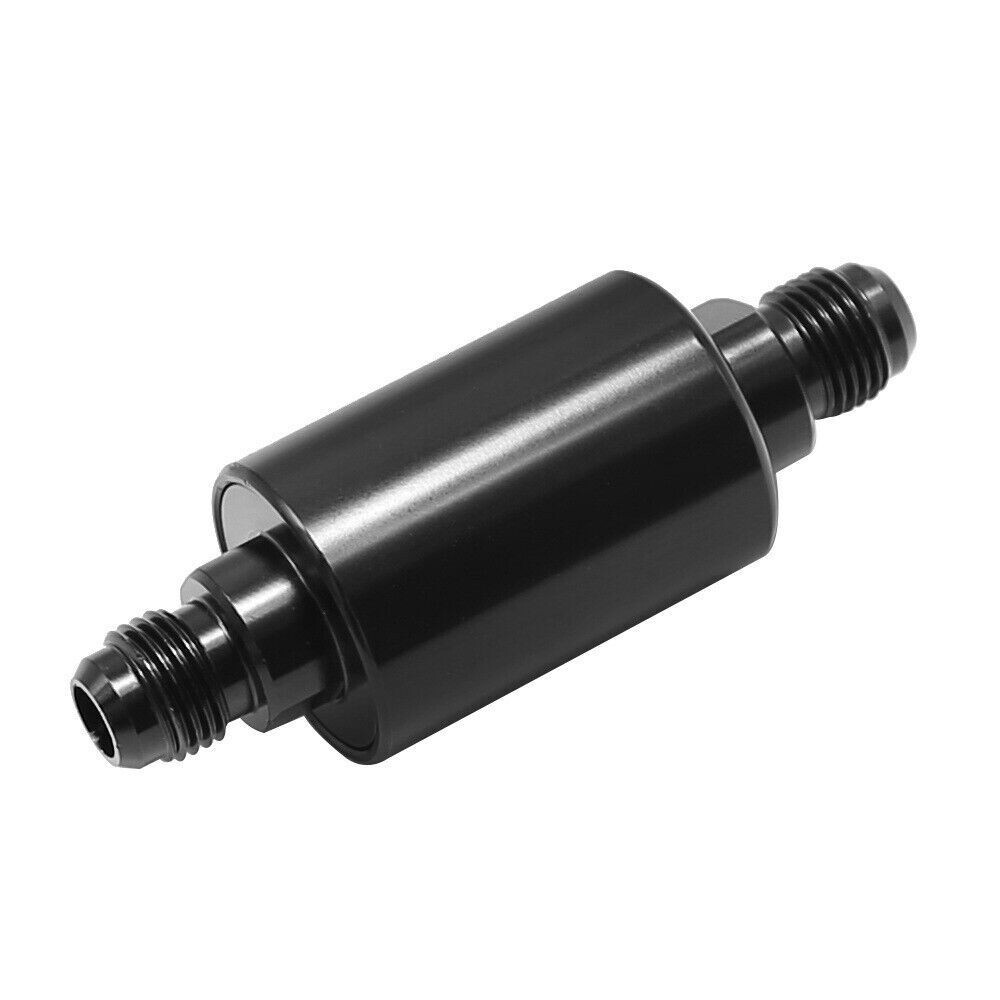 Universal 6AN Inline Fuel Filter 40 Micron Cleanable AN6 Black