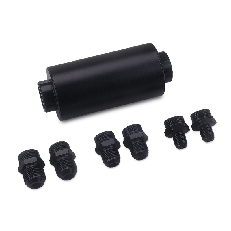 60mm Inline Fuel Filter High Flow Cleanable 6AN 8AN 10AN Fittings