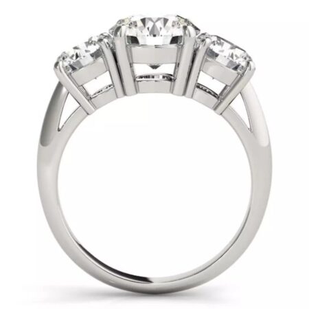 Three Stone Engagement Ring Natural 2.6 Ct VVS2 I Diamond 18K White Gold GIA